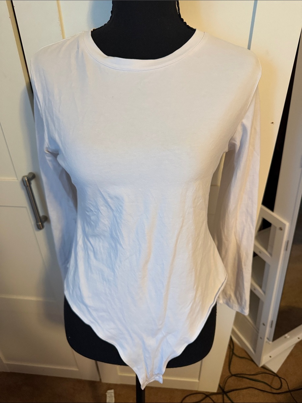 Classic White Long-Sleeve Scoop Neck Bodysuit